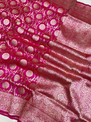 Pure Katan Silk Banarasi Handloom Saree - All over sona roopa Jaal work - The Handlooms