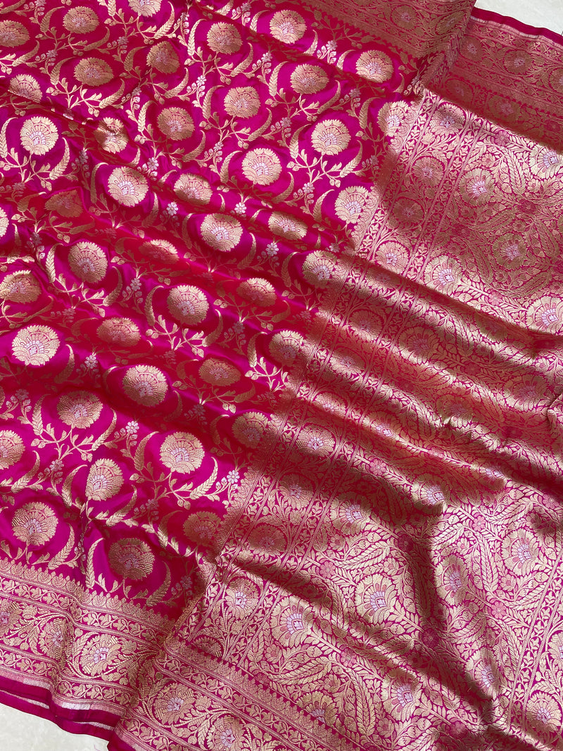 Pure Katan Silk Banarasi Handloom Saree - All over sona roopa Jaal work - The Handlooms
