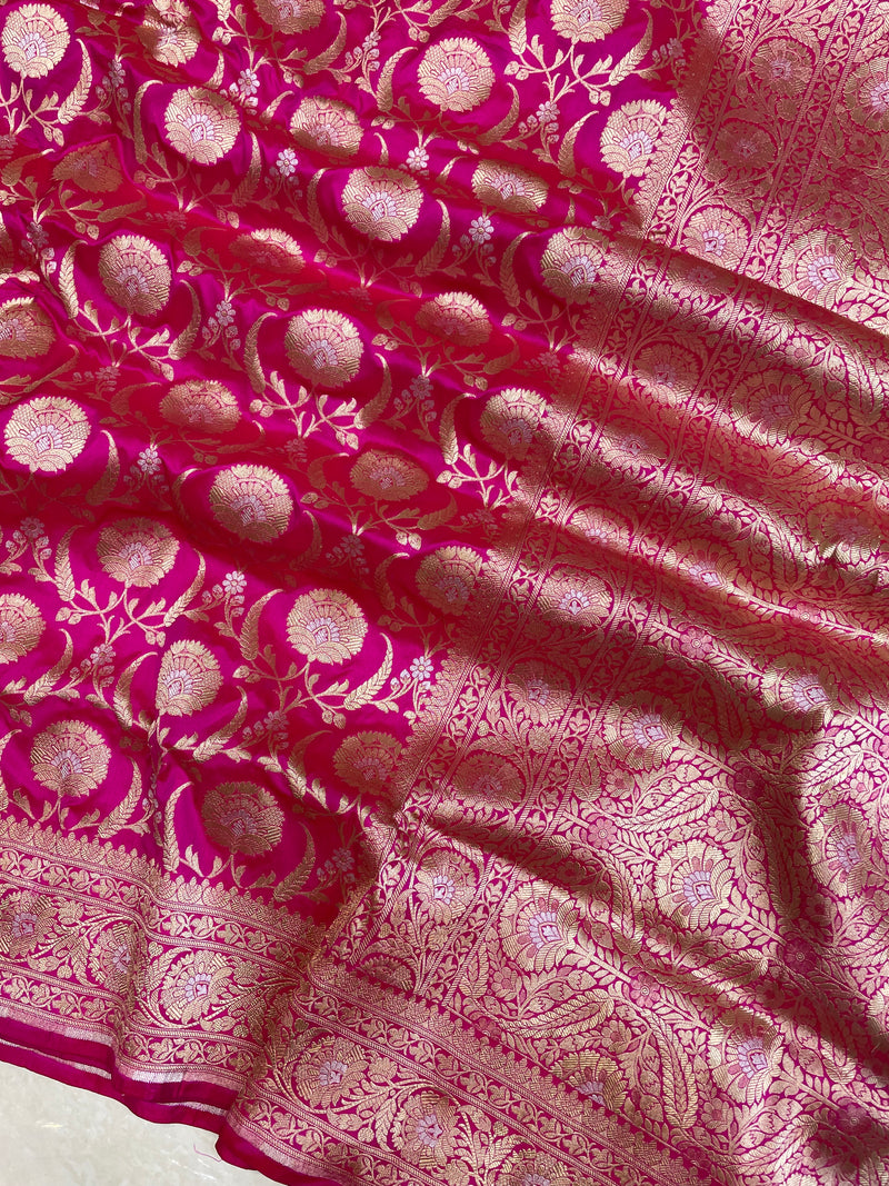 Pure Katan Silk Banarasi Handloom Saree - All over sona roopa Jaal work - The Handlooms