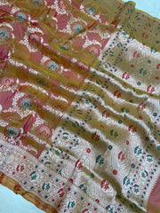 Pure Katan Silk Banarasi Handloom Saree - All over Jaal work with Meenakari - The Handlooms