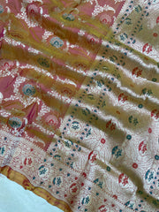 Pure Katan Silk Banarasi Handloom Saree - All over Jaal work with Meenakari - The Handlooms