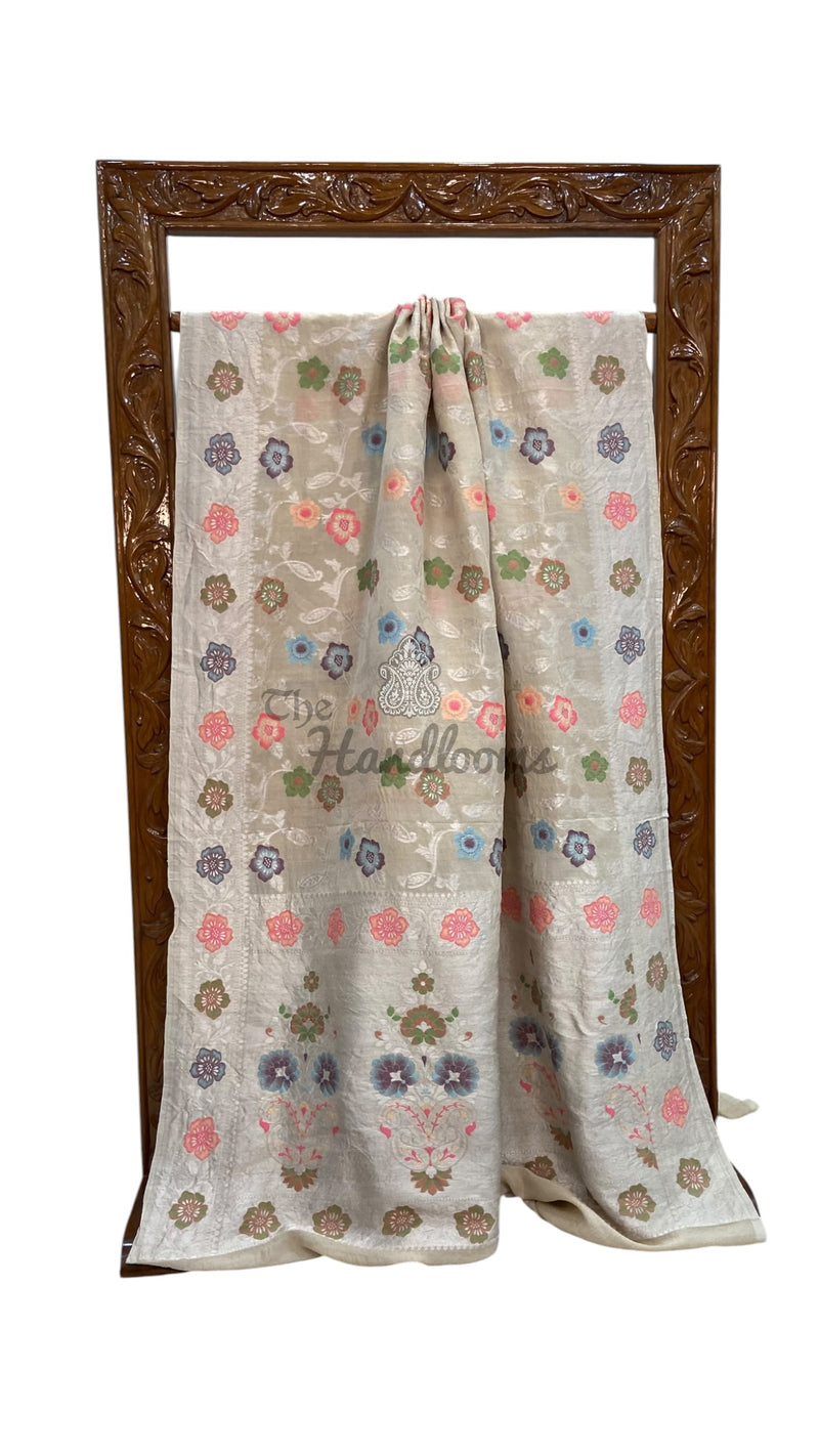 Pure Tussar Georgette Handloom Banarasi Saree With Meenakari