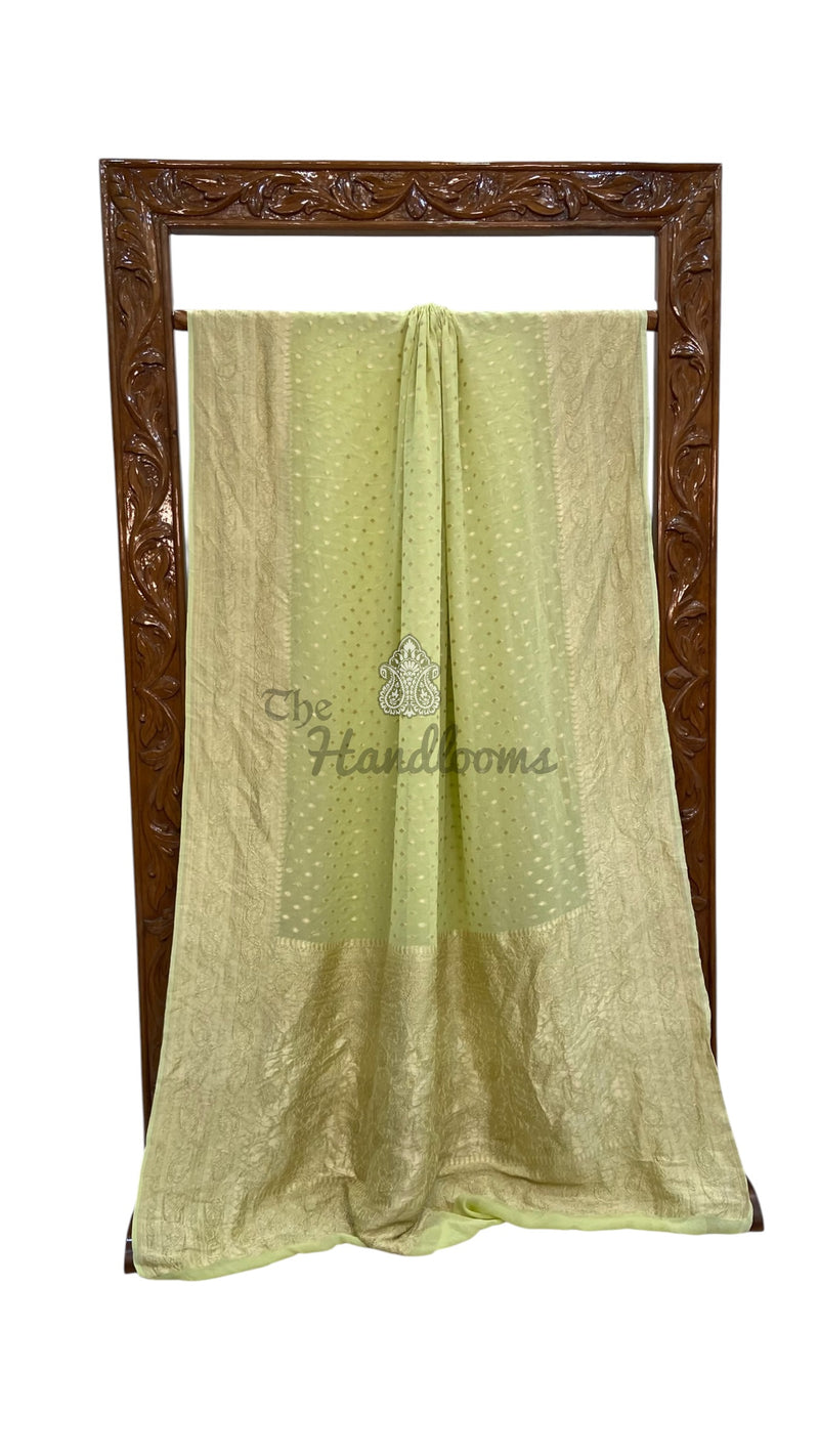 Pure Khaddi Georgette Handloom Banarasi Saree - Water Zari