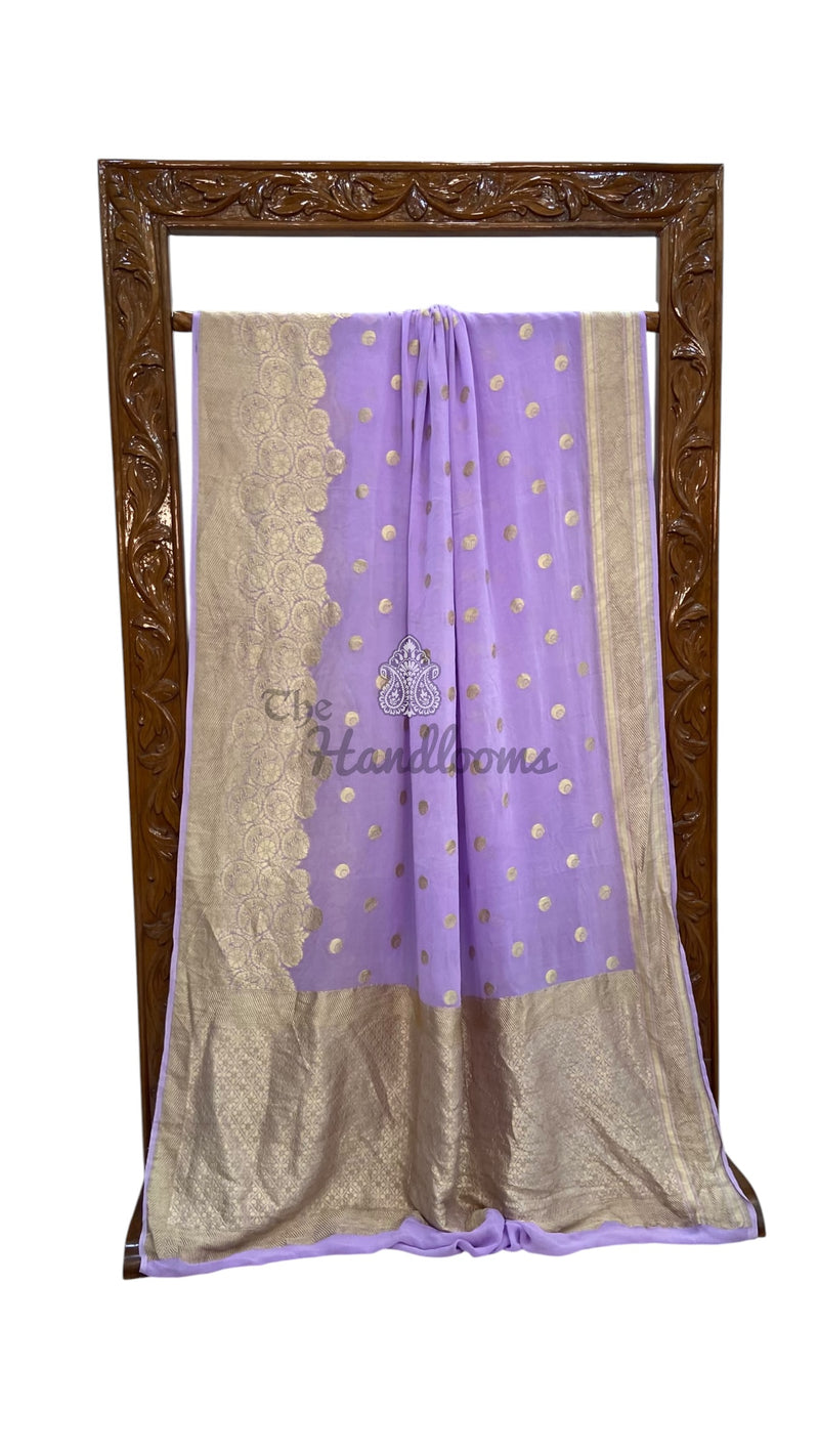 Pure Khaddi Georgette Handloom Banarasi Saree - Water Zari