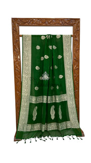 Pure Georgette Handloom Banarasi Saree - All Over Kadua Boota Silver Zari - The Handlooms