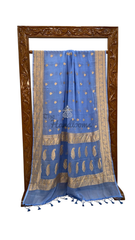 Pure Georgette Handloom Banarasi Saree - Gold Zari - The Handlooms