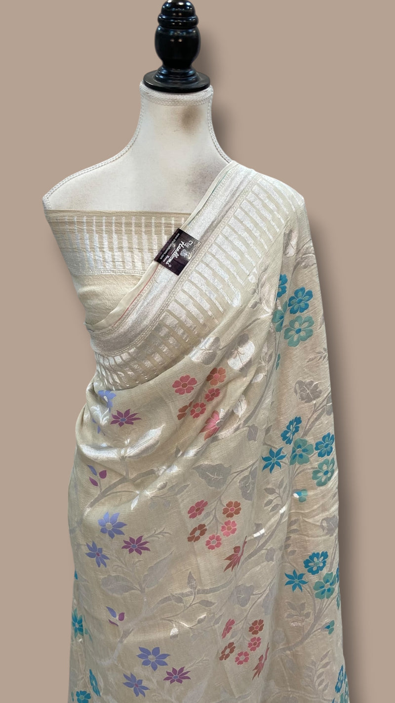 Pure Tussar Georgette Handloom Banarasi Saree With Meenakari