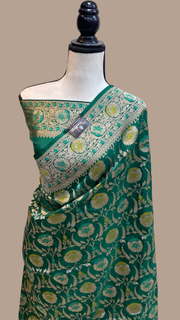 Pure Katan Silk Banarasi Handloom Saree - All over Jaal work with Meenakari - The Handlooms