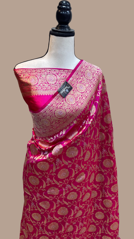 Pure Katan Silk Banarasi Handloom Saree - All over sona roopa Jaal work - The Handlooms