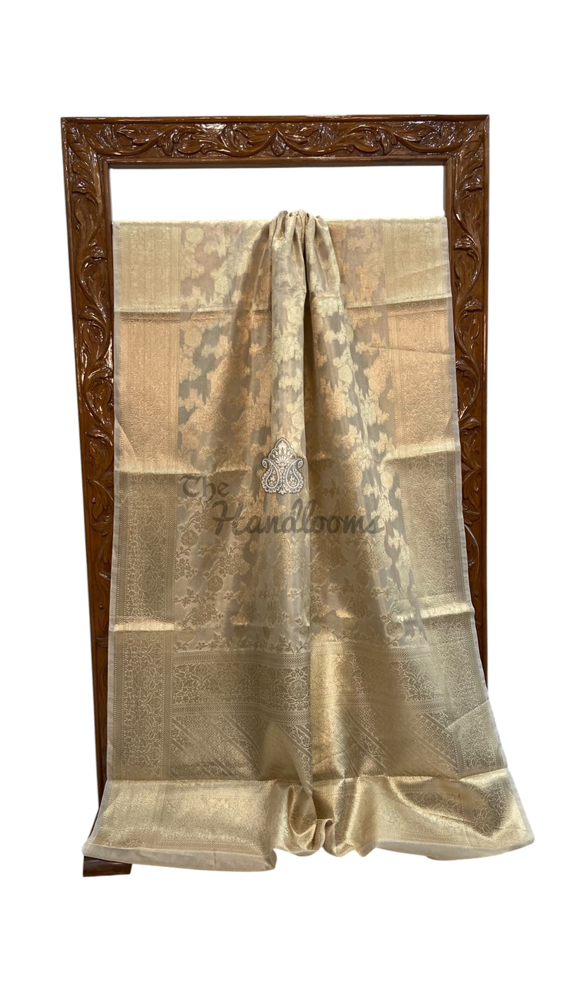Pure Kora Tissue Tanchui Handloom Banarasi Saree