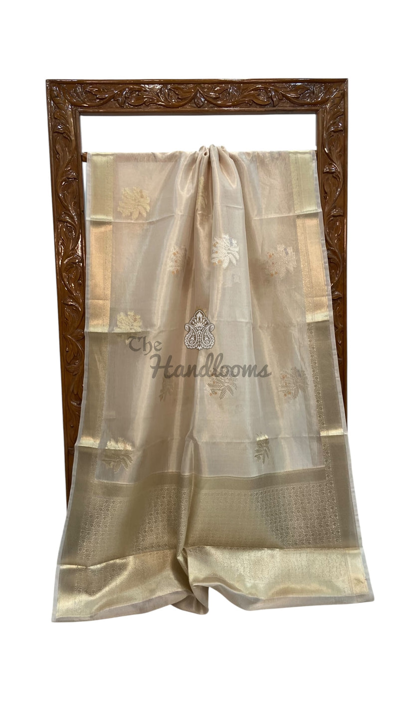 Pure Kora Tissue Tanchui Handloom Banarasi Saree