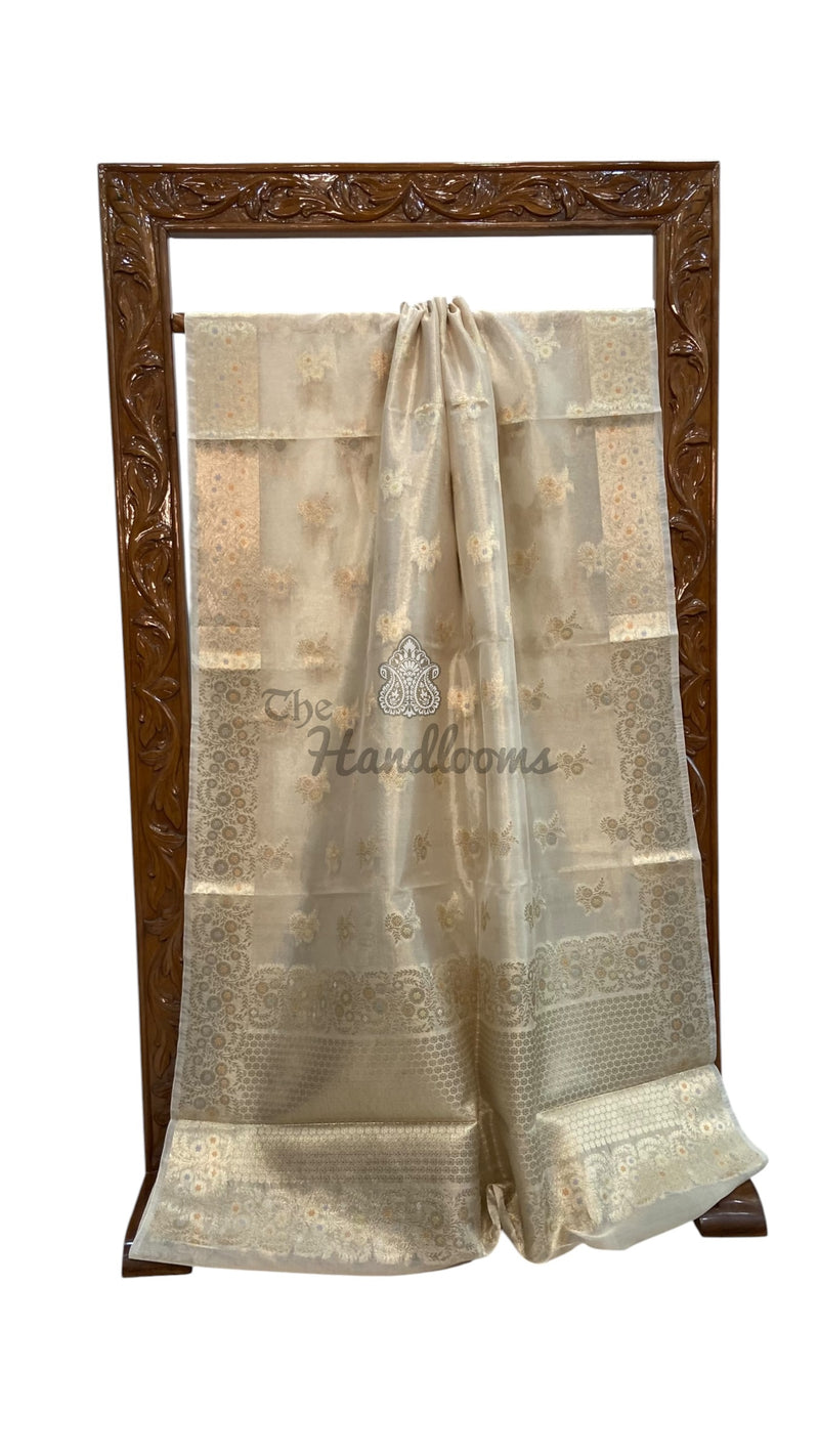 Pure Kora Tissue Tanchui Handloom Banarasi Saree