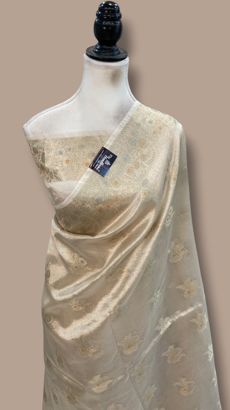 Pure Kora Tissue Tanchui Handloom Banarasi Saree