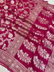 Khaddi Georgette Handloom Banarasi Saree - The Handlooms