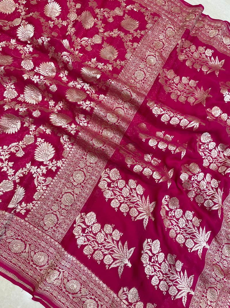 Khaddi Georgette Handloom Banarasi Saree - The Handlooms