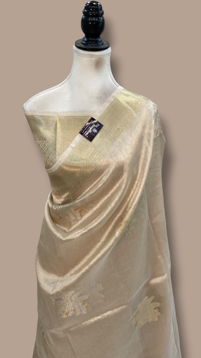 Pure Kora Tissue Tanchui Handloom Banarasi Saree