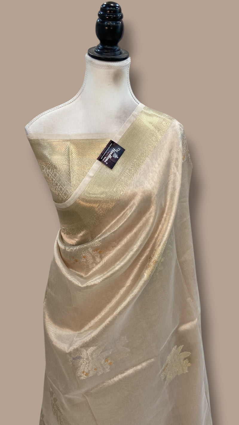 Pure Kora Tissue Tanchui Handloom Banarasi Saree
