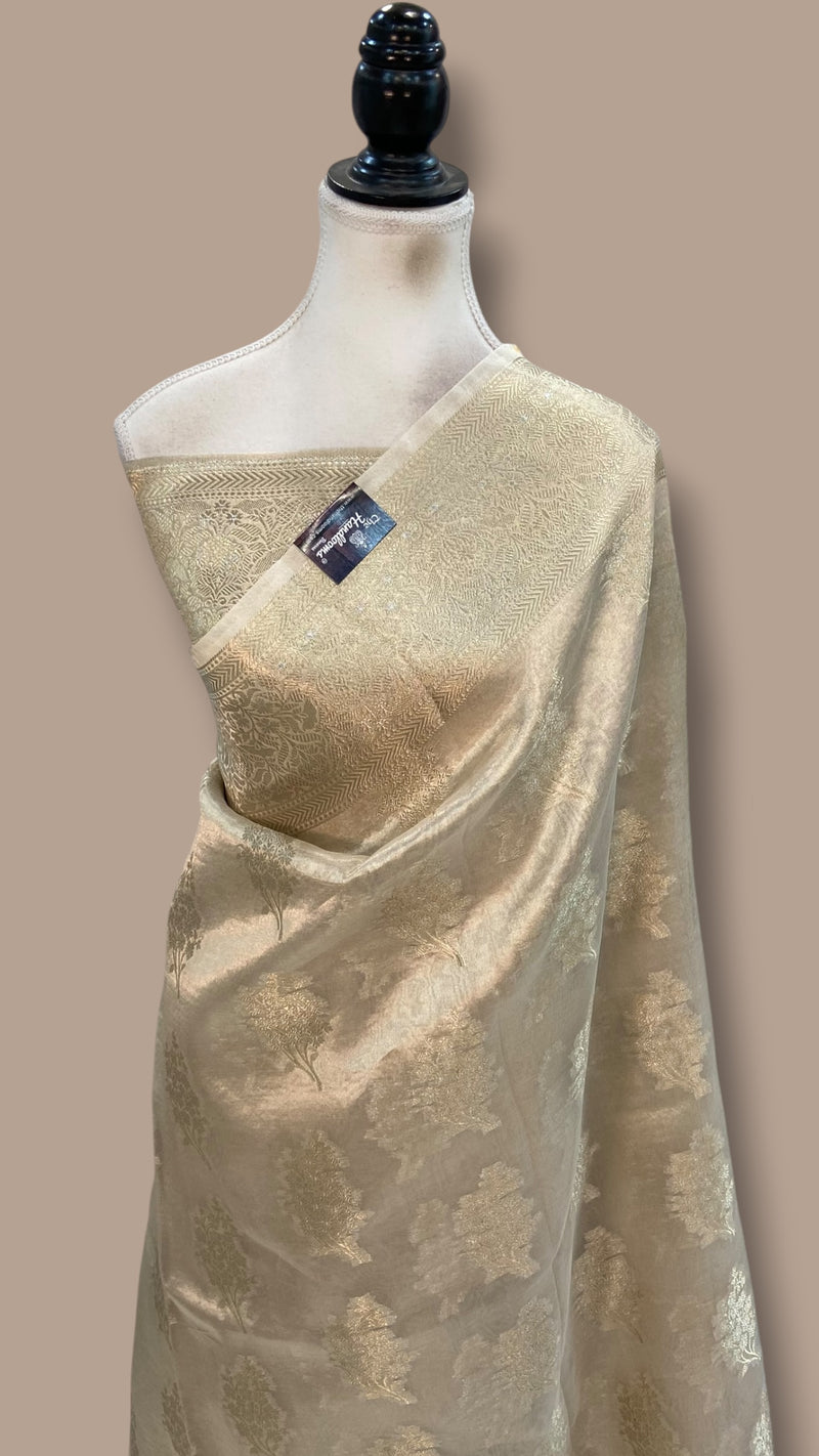 Pure Kora Tissue Tanchui Handloom Banarasi Saree