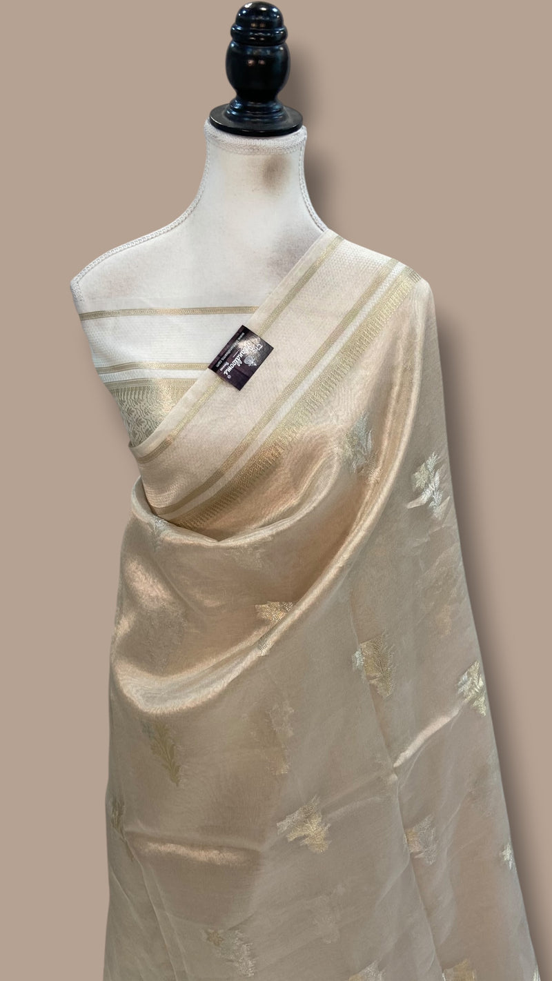 Pure Kora Tissue Tanchui Handloom Banarasi Saree