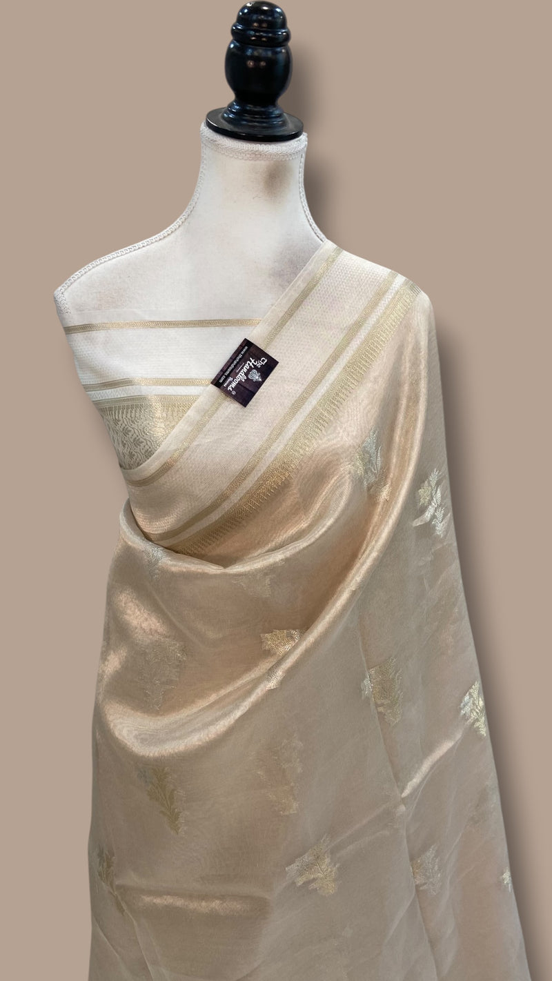 Pure Kora Tissue Tanchui Handloom Banarasi Saree