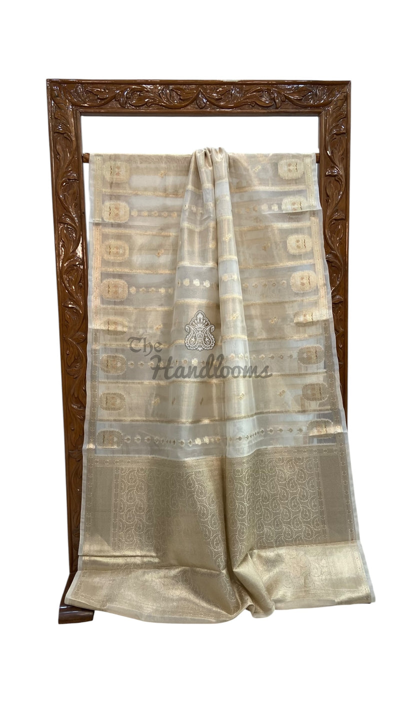 Pure Kora Tissue Tanchui Handloom Banarasi Saree