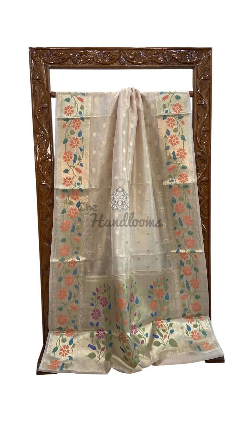 Pure Kora Tissue Tanchui Handloom Banarasi Saree