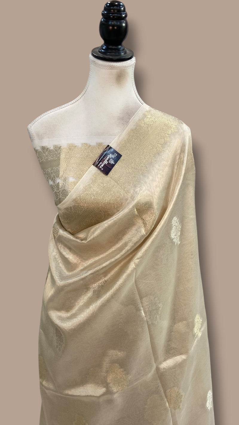 Pure Kora Tissue Tanchui Handloom Banarasi Saree