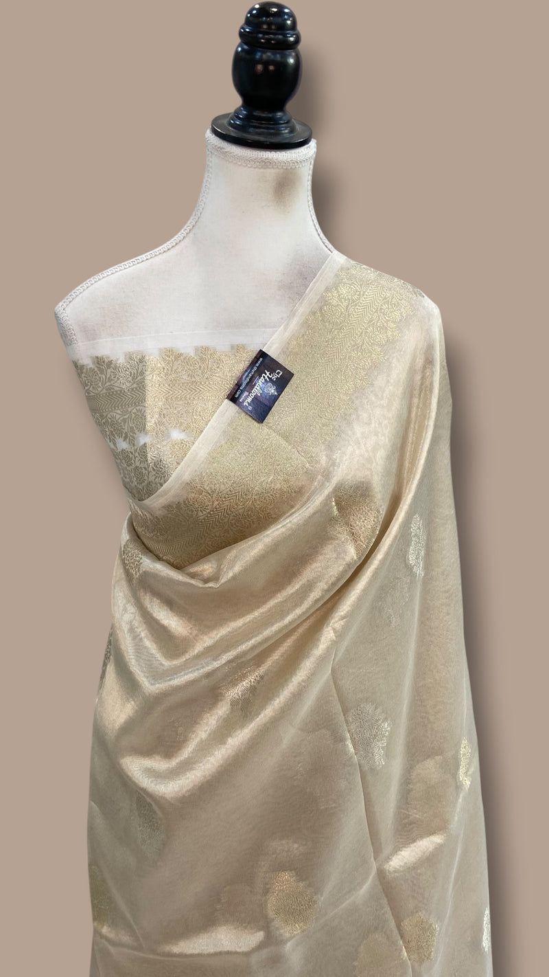 Pure Kora Tissue Tanchui Handloom Banarasi Saree