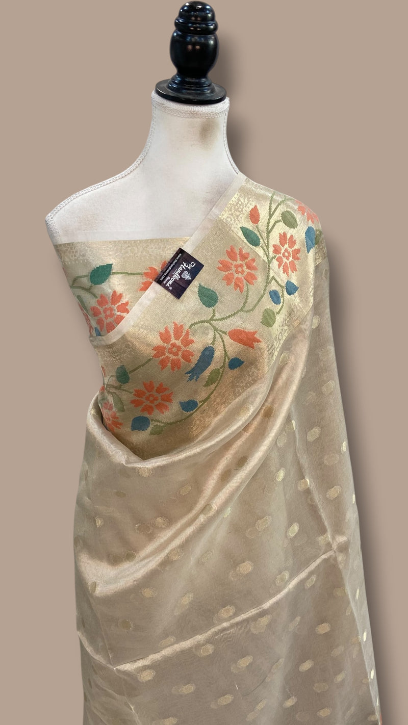 Pure Kora Tissue Tanchui Handloom Banarasi Saree