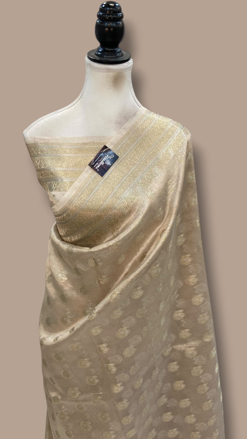 Pure Kora Tissue Tanchui Handloom Banarasi Saree
