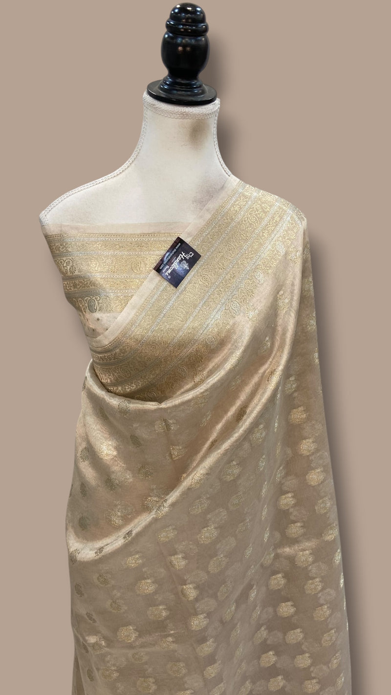 Pure Kora Tissue Tanchui Handloom Banarasi Saree
