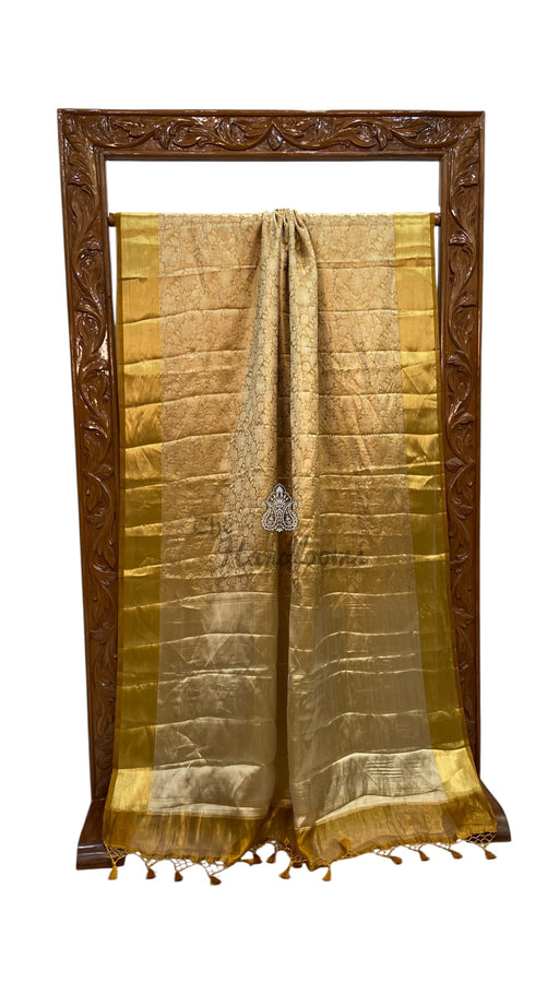 Pure Kora Tissue Tanchui Handloom Banarasi Saree - The Handlooms