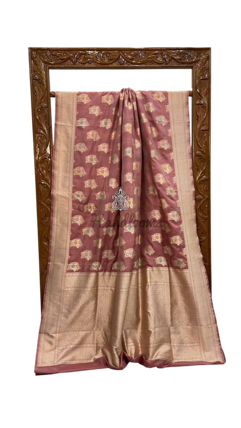 Pure Katan Silk Banarasi Handloom Saree - All Over Jaal Work With Meenakari