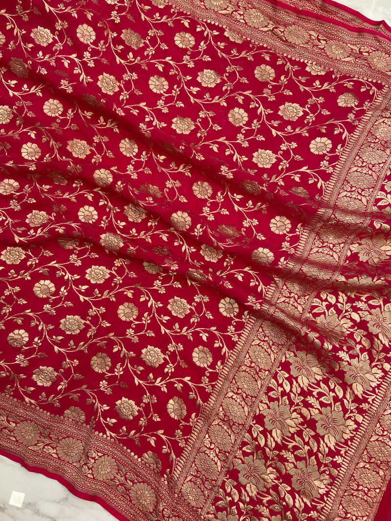 Pure Khaddi Georgette Dupatta - water zari - The Handlooms