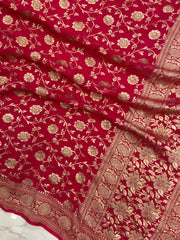 Pure Khaddi Georgette Dupatta - water zari - The Handlooms