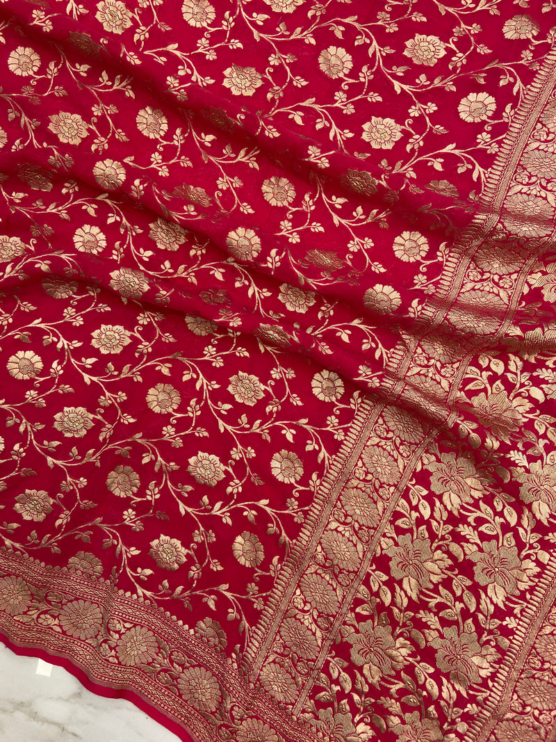 Pure Khaddi Georgette Dupatta - water zari - The Handlooms
