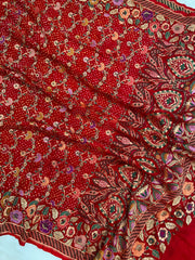 Pure Georgette Banarasi Bandhej Handloom Dupatta - The Handlooms