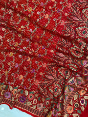 Pure Georgette Banarasi Bandhej Handloom Dupatta - The Handlooms