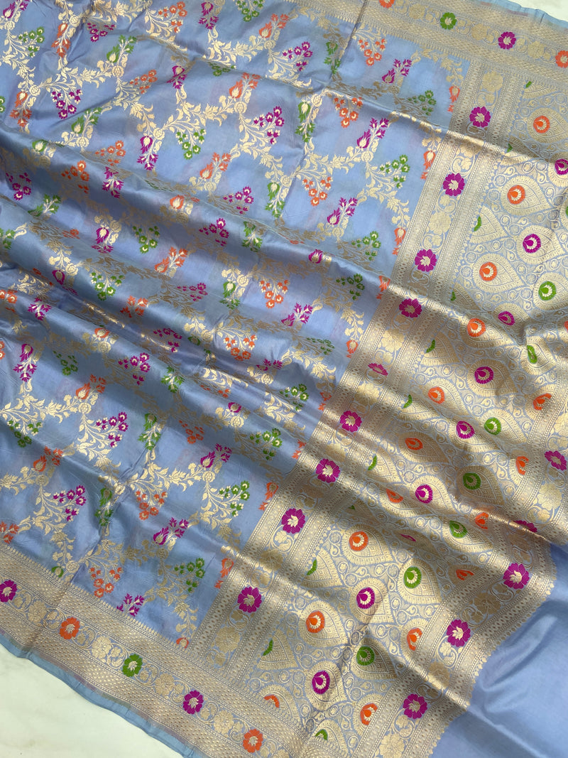 Pure Katan Silk Handloom Banarasi Dupatta - Meenakari - The Handlooms