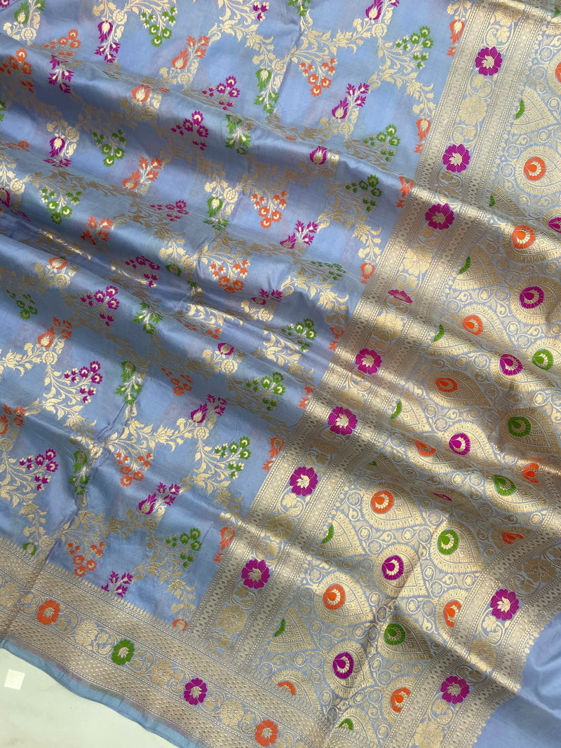 Pure Katan Silk Handloom Banarasi Dupatta - Meenakari - The Handlooms