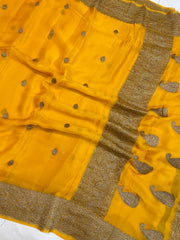 Pure Georgette Banarasi Saree - Antique Zari - The Handlooms