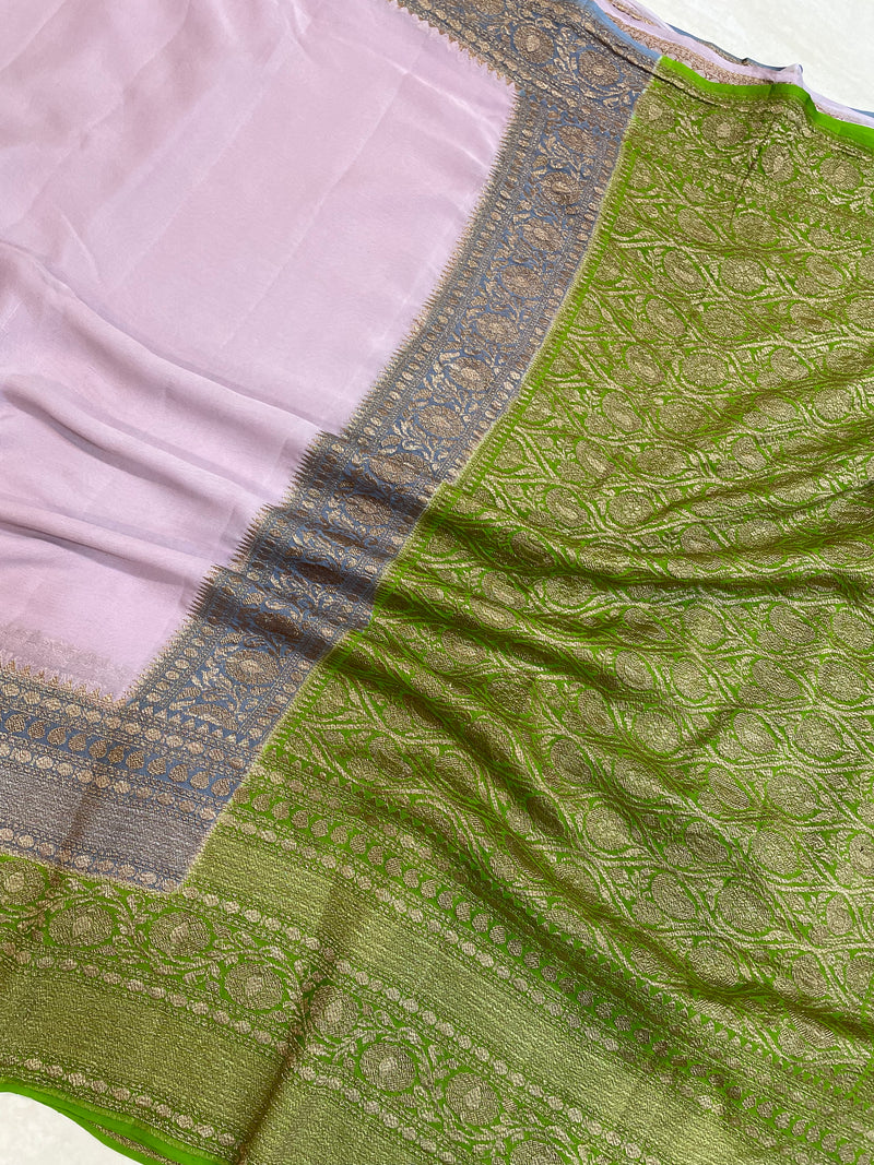 Pure Khaddi Georgette Banarasi Saree -  Antique zari - The Handlooms