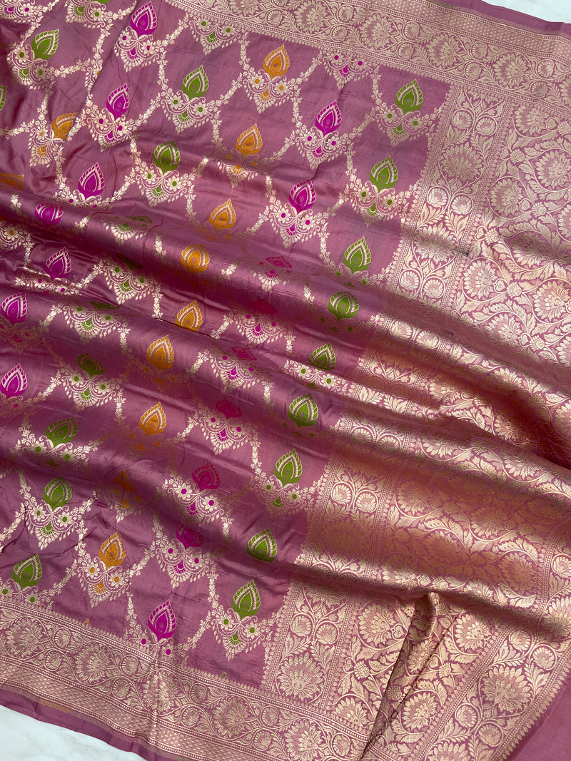 Pure Katan Silk Handloom Banarasi Dupatta - Meenakari - The Handlooms