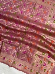 Pure Katan Silk Handloom Banarasi Dupatta - Meenakari - The Handlooms