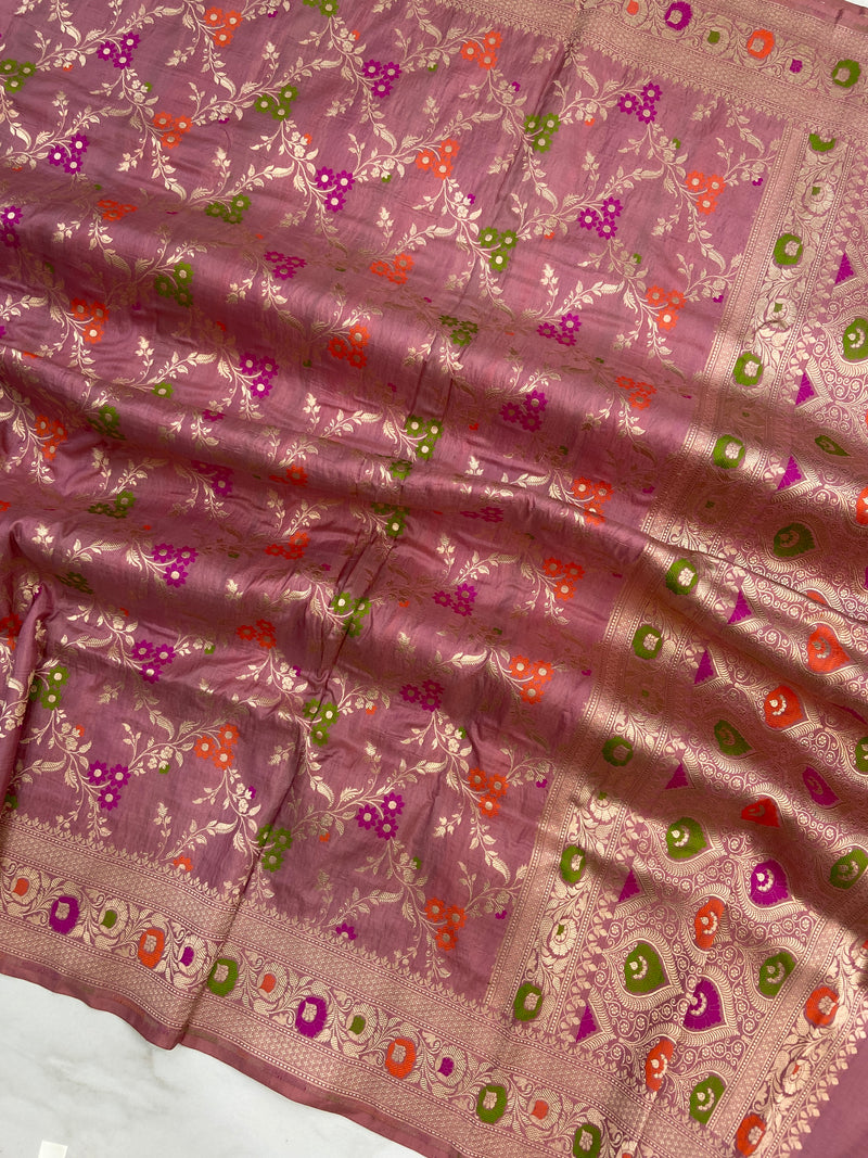 Pure Katan Silk Handloom Banarasi Dupatta - Meenakari - The Handlooms