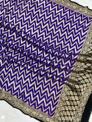 Pure Khaddi Georgette Dupatta - water zari - The Handlooms