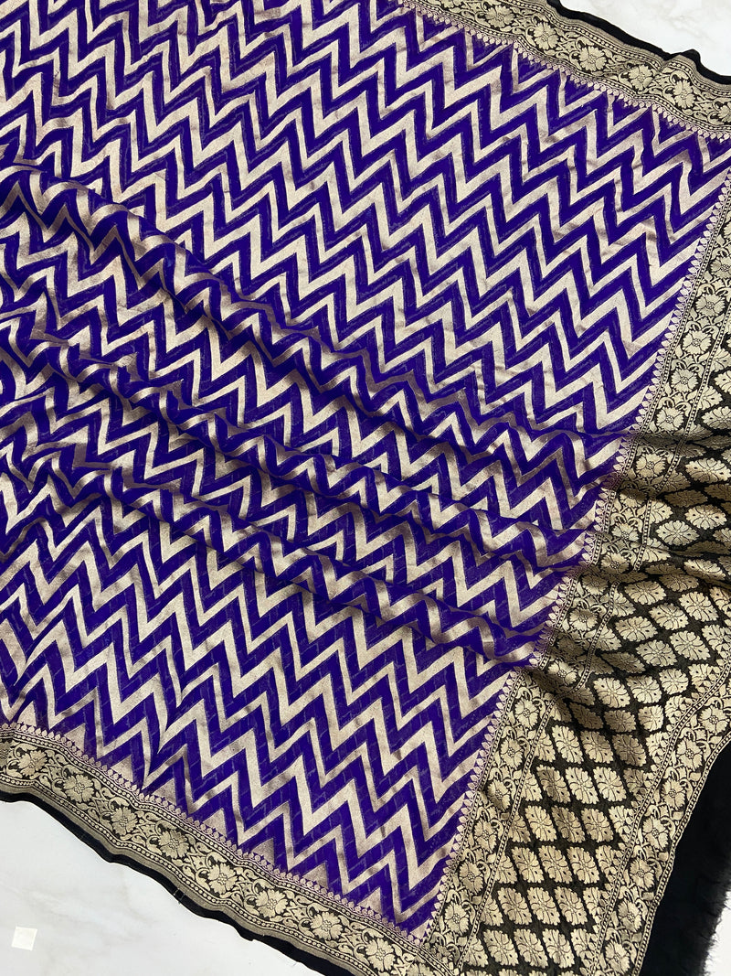 Pure Khaddi Georgette Dupatta - water zari - The Handlooms