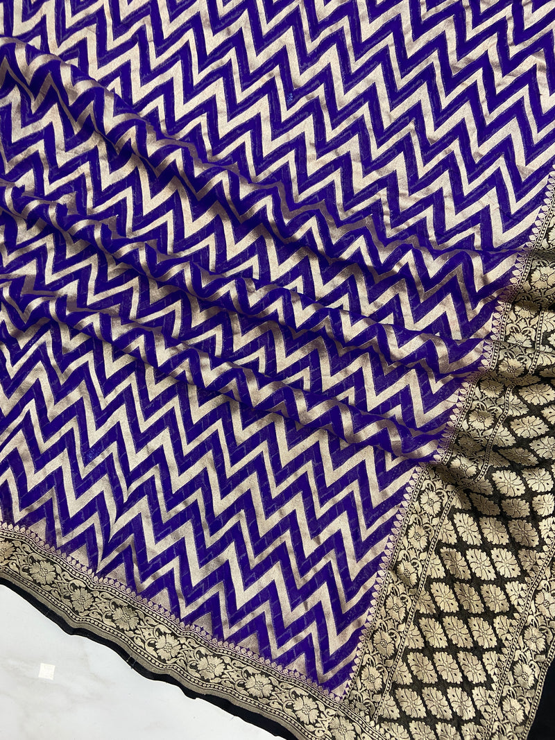 Pure Khaddi Georgette Dupatta - water zari - The Handlooms