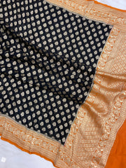 Pure Khaddi Georgette Dupatta - water zari - The Handlooms