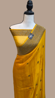 Pure Georgette Banarasi Saree - Antique Zari - The Handlooms